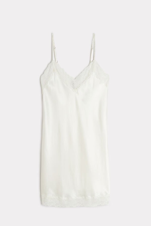 Intimssimi Silk Slip with Lace Insert Detail White | GUSEC60007