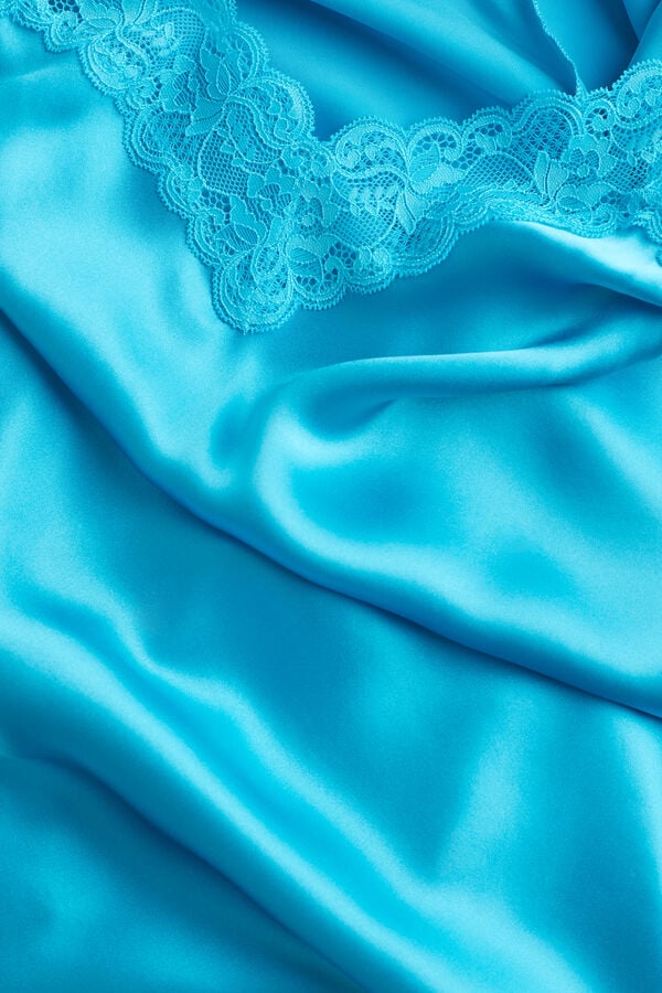 Intimssimi Silk Slip with Lace Insert Detail Blue | QUSWA55263