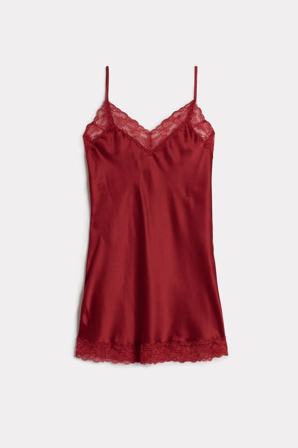 Intimssimi Silk Slip with Lace Insert Detail Red | USCVG24761