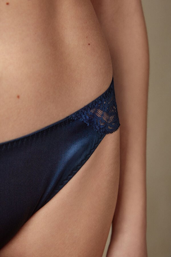 Intimssimi Silk and Lace Briefs Blue | ZUSNQ92914