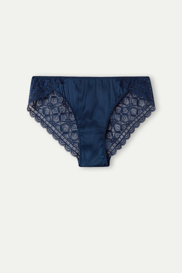 Intimssimi Silk and Lace Briefs Blue | ZUSNQ92914