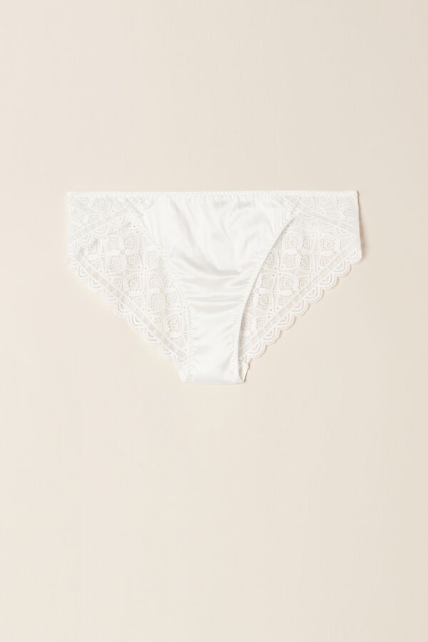 Intimssimi Silk and Lace Briefs White | XUSGW36797