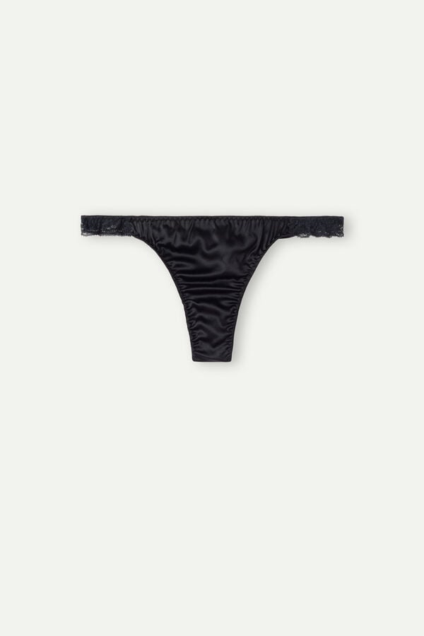 Intimssimi Silk and Lace G-String Black | USJKU38608