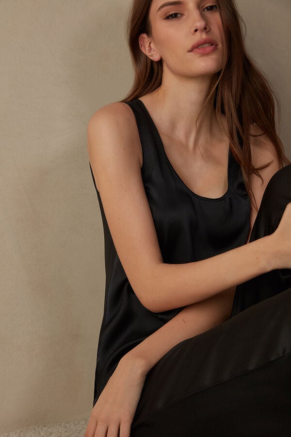 Intimssimi Silk and Modal Tank Top Black | GUSUC56308