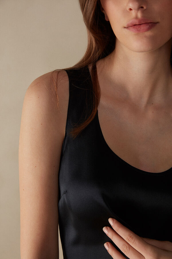 Intimssimi Silk and Modal Tank Top Black | GUSUC56308