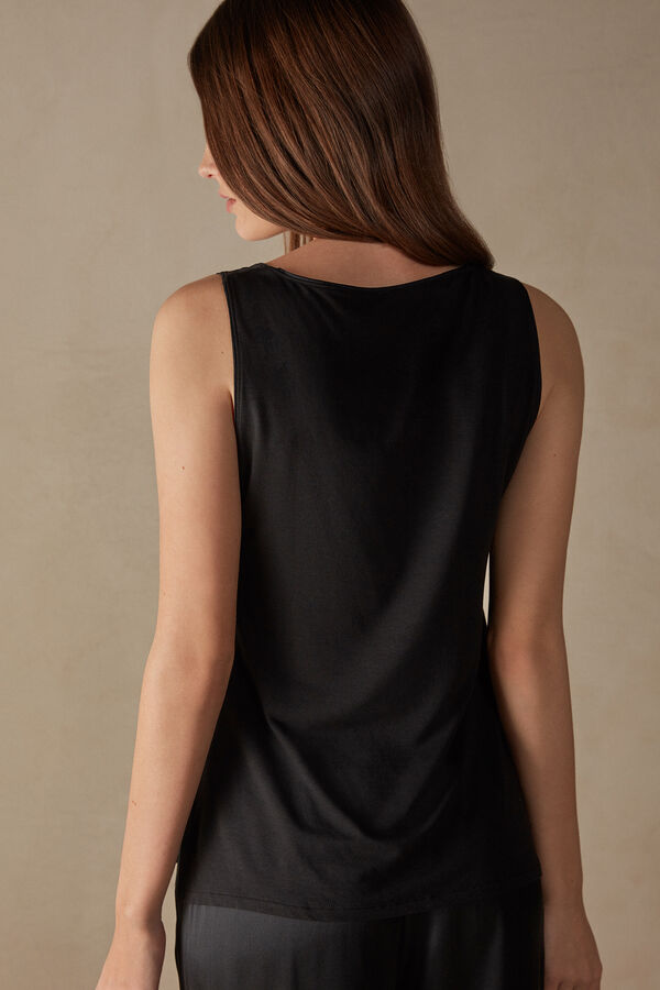 Intimssimi Silk and Modal Tank Top Black | GUSUC56308