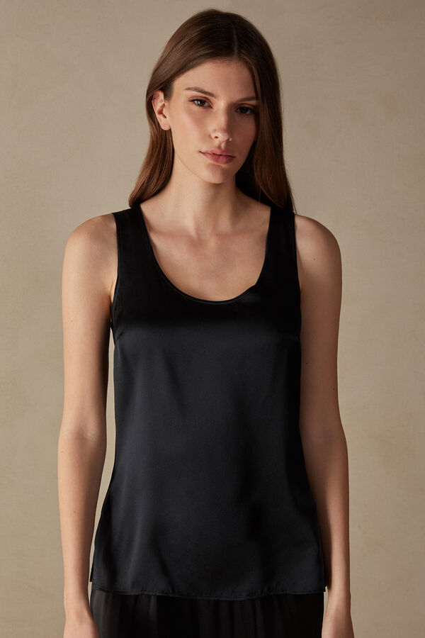 Intimssimi Silk and Modal Tank Top Black | GUSUC56308