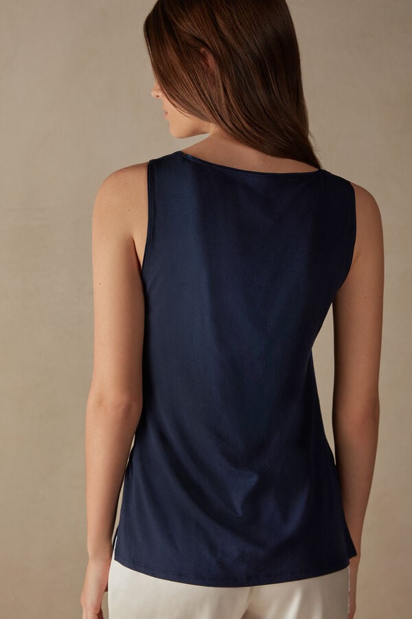 Intimssimi Silk and Modal Tank Top Blue | EUSVG59947