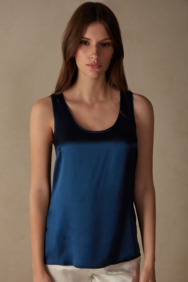 Intimssimi Silk and Modal Tank Top Blue | EUSVG59947