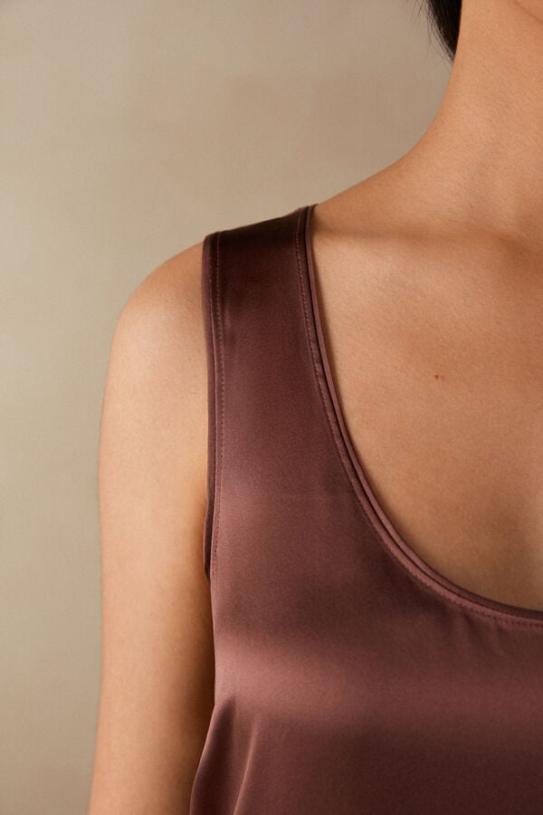 Intimssimi Silk and Modal Tank Top Brown | USIIZ40534