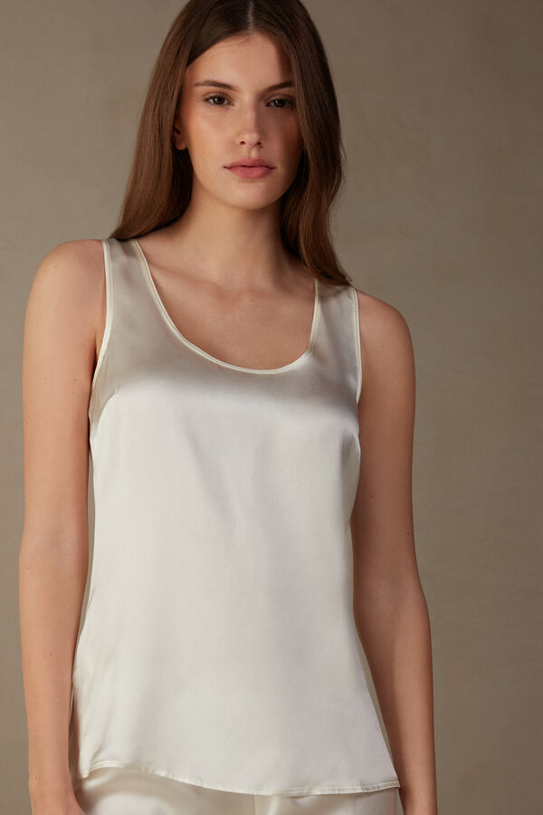 Intimssimi Silk and Modal Tank Top White | ZUSMJ90071