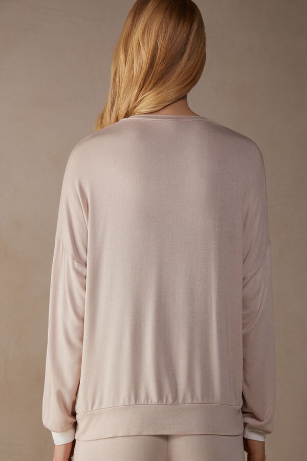 Intimssimi Simple Elegance Long Sleeve Top in Modal Pale Pink | USDYB30333