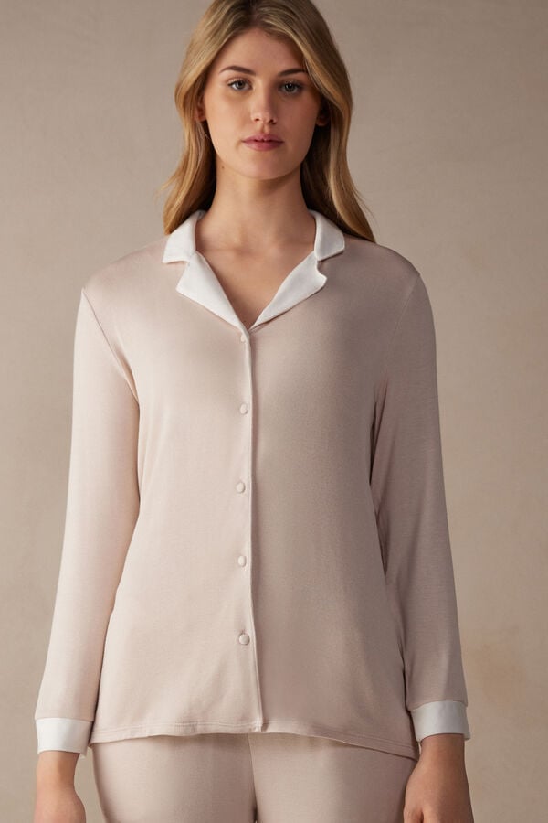 Intimssimi Simple Elegance Open Front Cardigan in Modal Pale Pink | USCVG18419