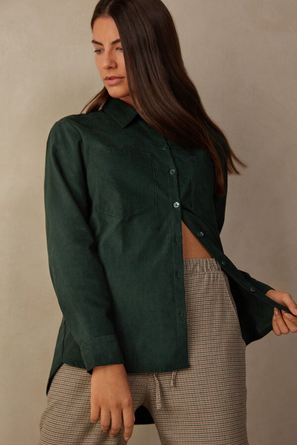 Intimssimi Slow and Cozy Velvet Shirt Green | USICD34398