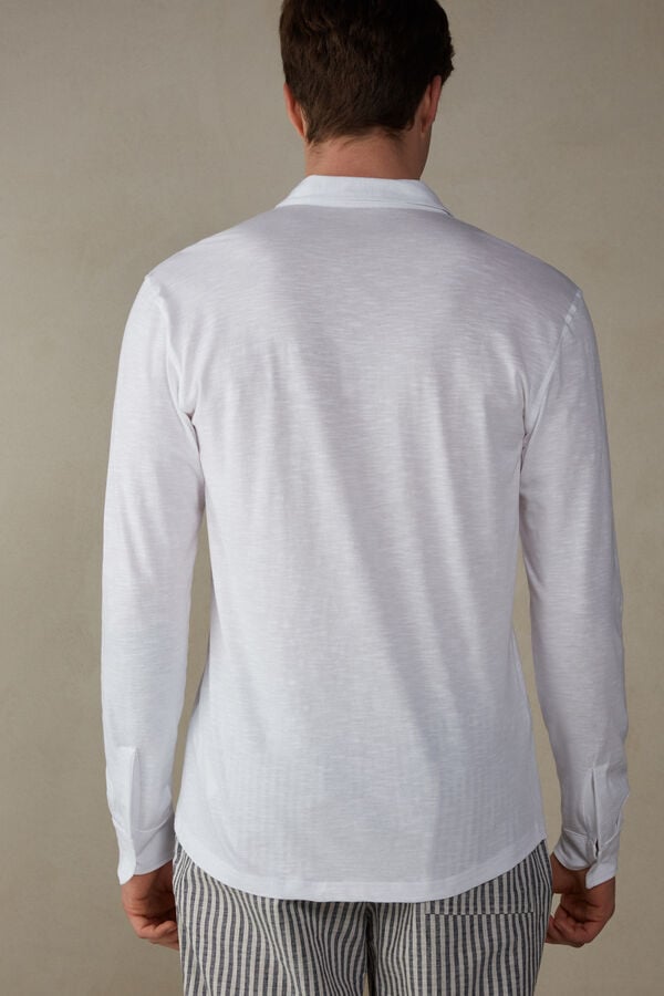 Intimssimi Slub Cotton Long Sleeve Shirt White | GUSEC96861