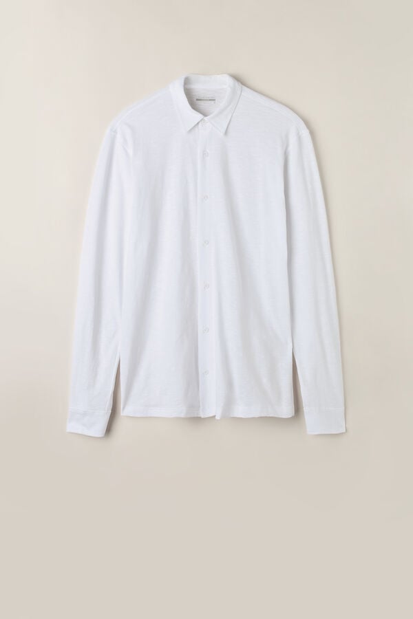 Intimssimi Slub Cotton Long Sleeve Shirt White | GUSEC96861