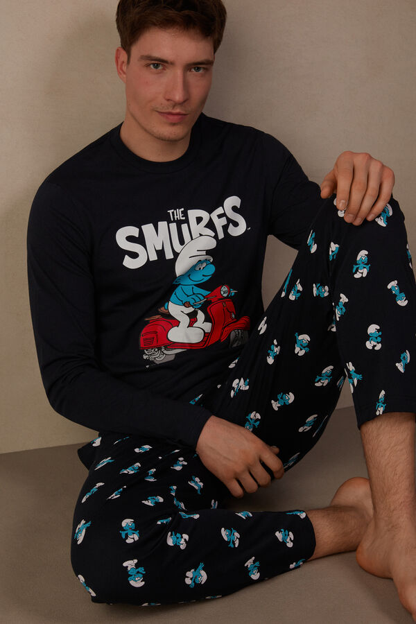 Intimssimi Smurfs Full Length Cotton Pajamas Blue | FUSHY97482