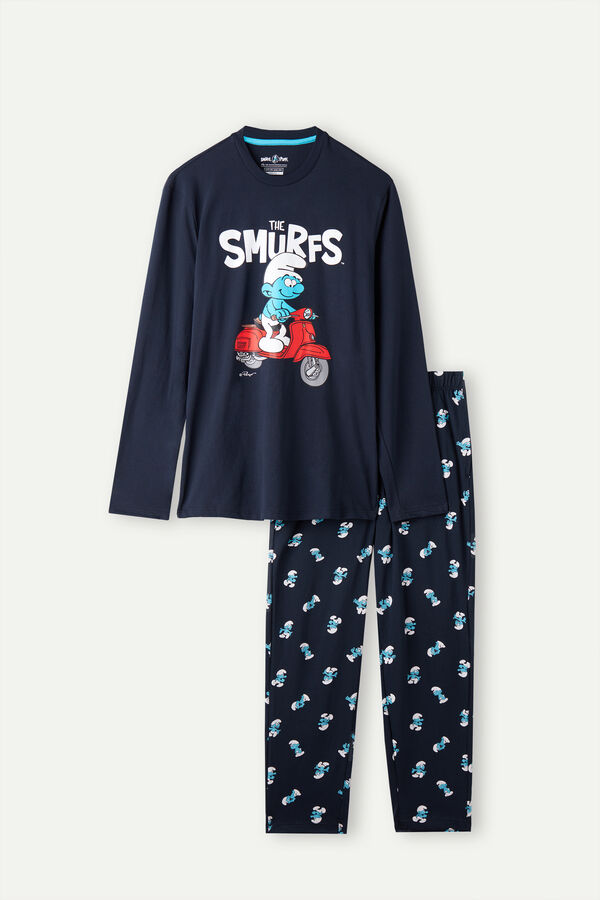 Intimssimi Smurfs Full Length Cotton Pajamas Blue | FUSHY97482