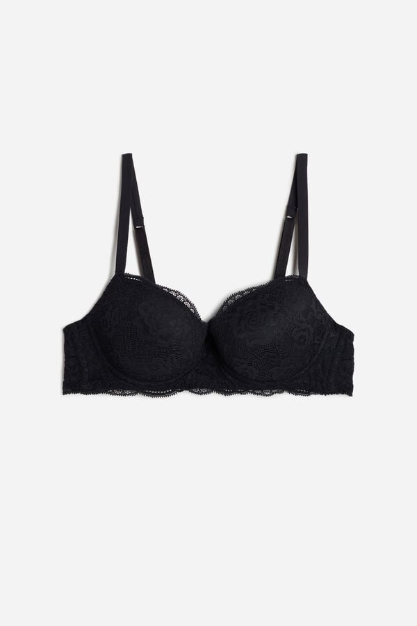 Intimssimi Sofia Lace Balconette Bra Black | USIIZ77836