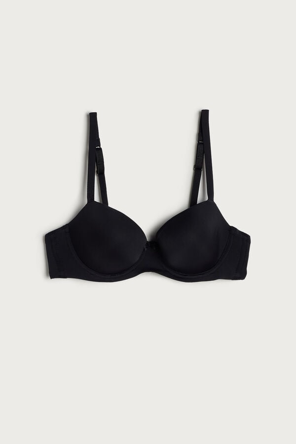 Intimssimi Sofia Microfiber Padded Balconette Bra Black | BUSSO98673