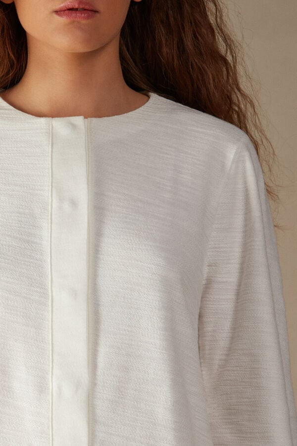 Intimssimi Soft Dreams Long Sleeve Button-Up Shirt White | USNZX33289