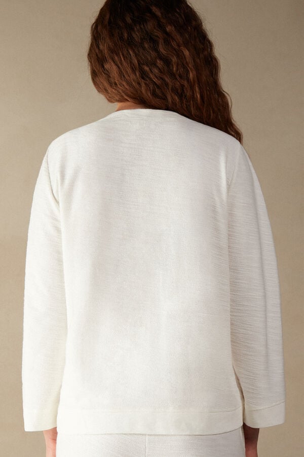 Intimssimi Soft Dreams Long Sleeve Button-Up Shirt White | USNZX33289