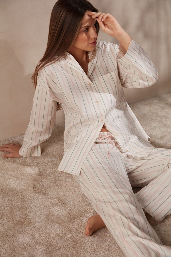 Intimssimi Soft Spring Long Sleeve Button-Up Shirt White | GUSUC23918