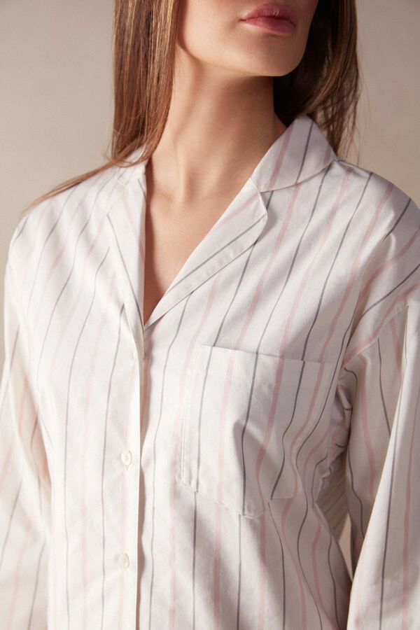 Intimssimi Soft Spring Long Sleeve Button-Up Shirt White | GUSUC23918