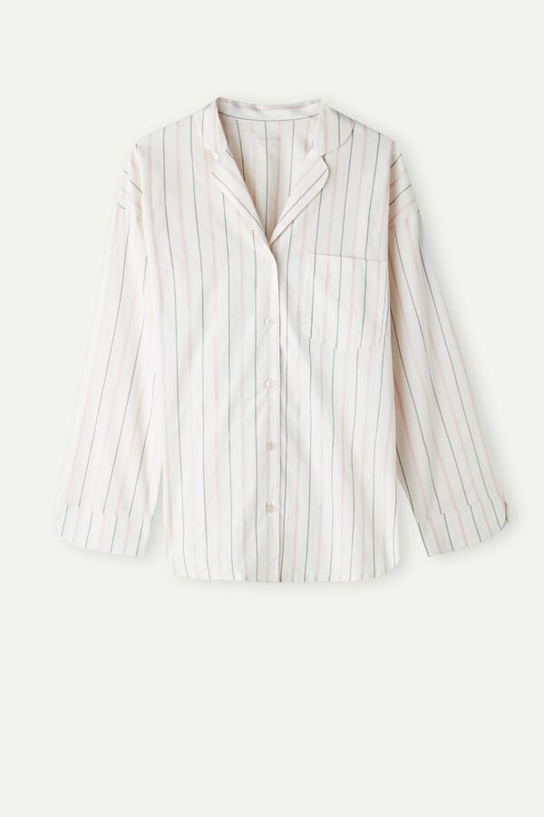 Intimssimi Soft Spring Long Sleeve Button-Up Shirt White | GUSUC23918