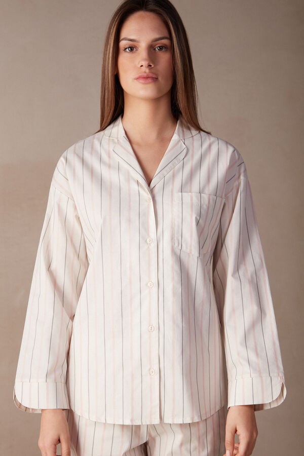 Intimssimi Soft Spring Long Sleeve Button-Up Shirt White | GUSUC23918