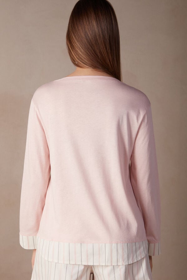 Intimssimi Soft Spring Long Sleeve Cotton Top Pale Pink | SUSNY42116