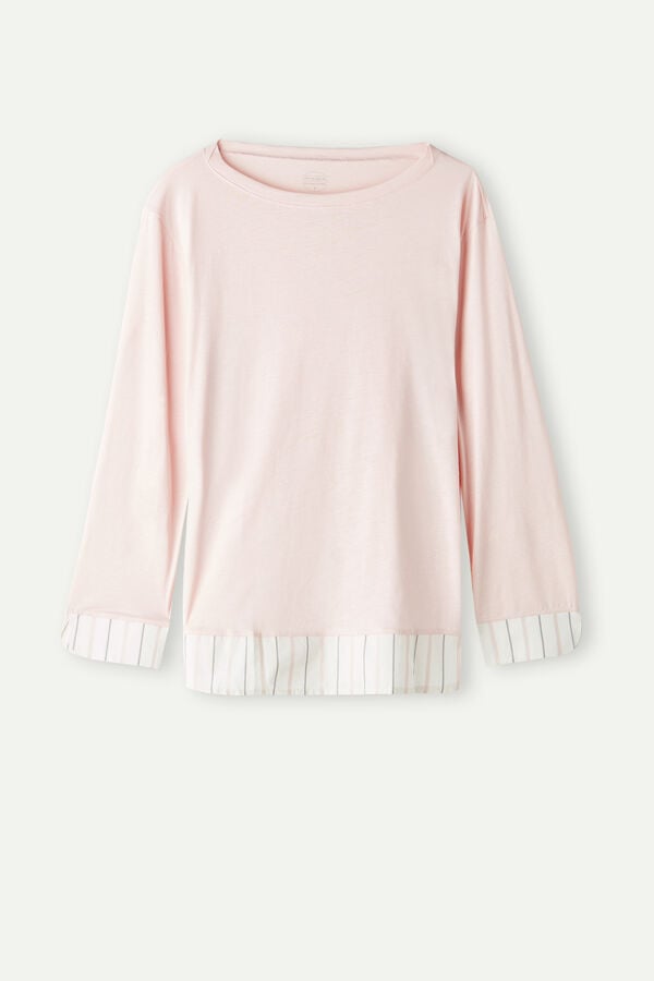 Intimssimi Soft Spring Long Sleeve Cotton Top Pale Pink | SUSNY42116