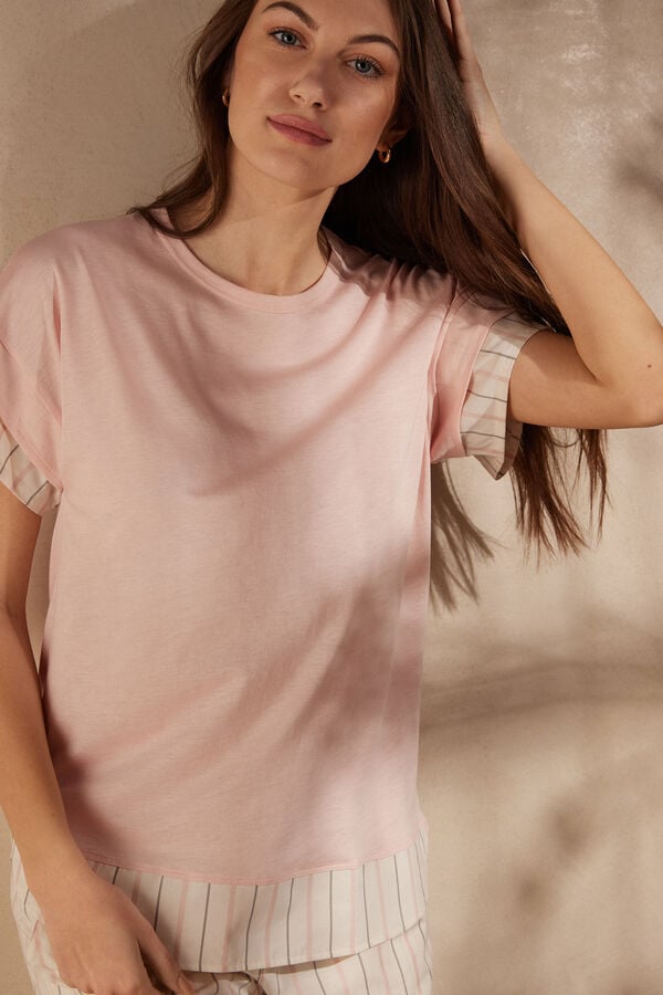 Intimssimi Soft Spring Short Sleeve Cotton T-Shirt Pale Pink | EUSHC27480