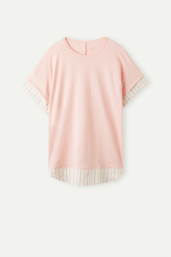 Intimssimi Soft Spring Short Sleeve Cotton T-Shirt Pale Pink | EUSHC27480