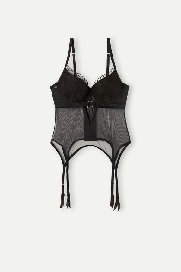 Intimssimi Steal the Show Guipure Demi-Cup Bra Black | LUSSX93983