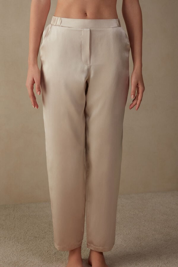 Intimssimi Straight Silk Pants Natural | USQAV76409