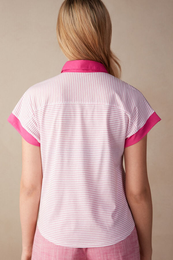 Intimssimi Strawberry Milkshake Short Sleeve Top in Supima® Ultrafresh Cotton Pink | MUSFT32337