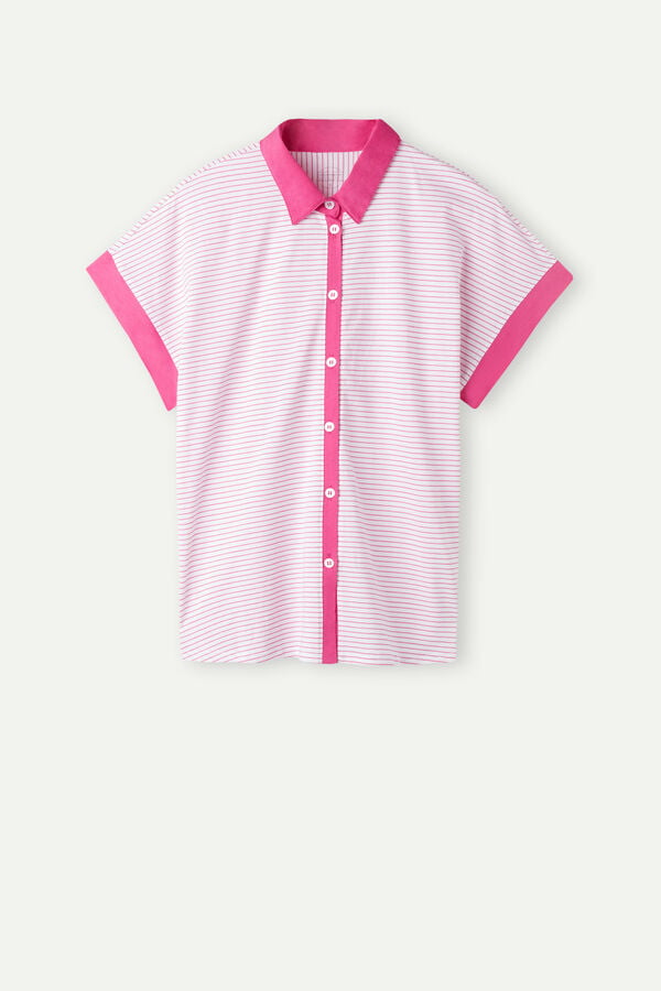 Intimssimi Strawberry Milkshake Short Sleeve Top in Supima® Ultrafresh Cotton Pink | MUSFT32337