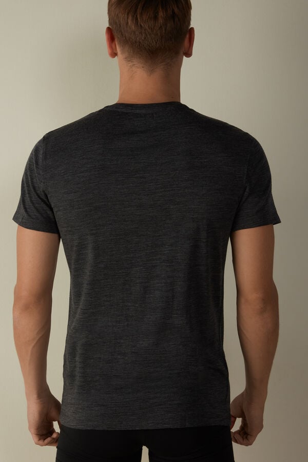 Intimssimi Stretch Merino Wool Short-Sleeve T-Shirt Dark Grey | USEGJ31942