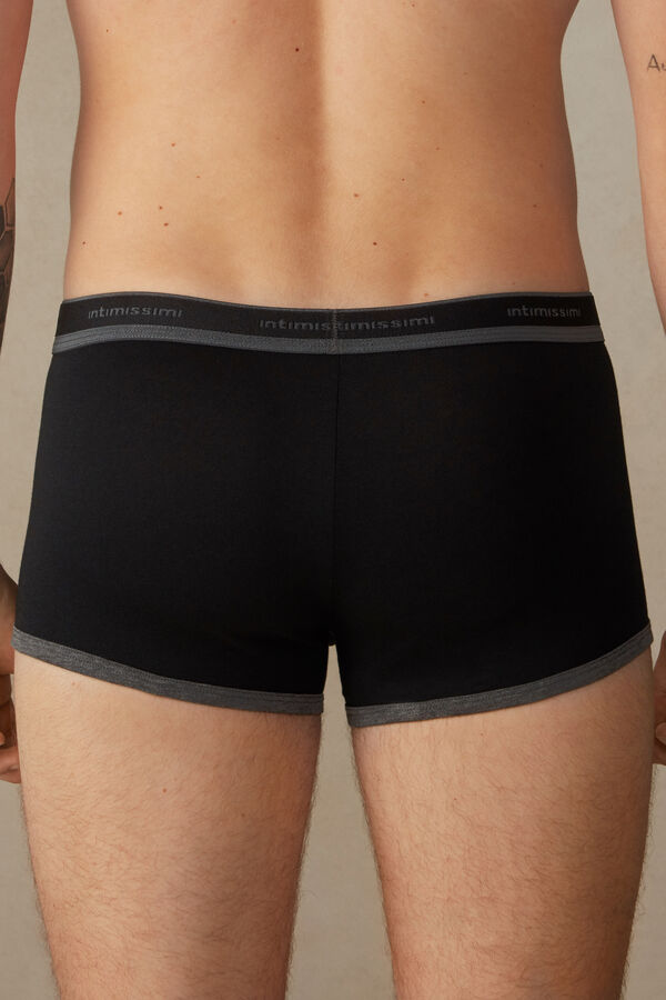 Intimssimi Stretch Supima® Cotton Boxer Shorts with Logo Detail Black | AUSDF49025