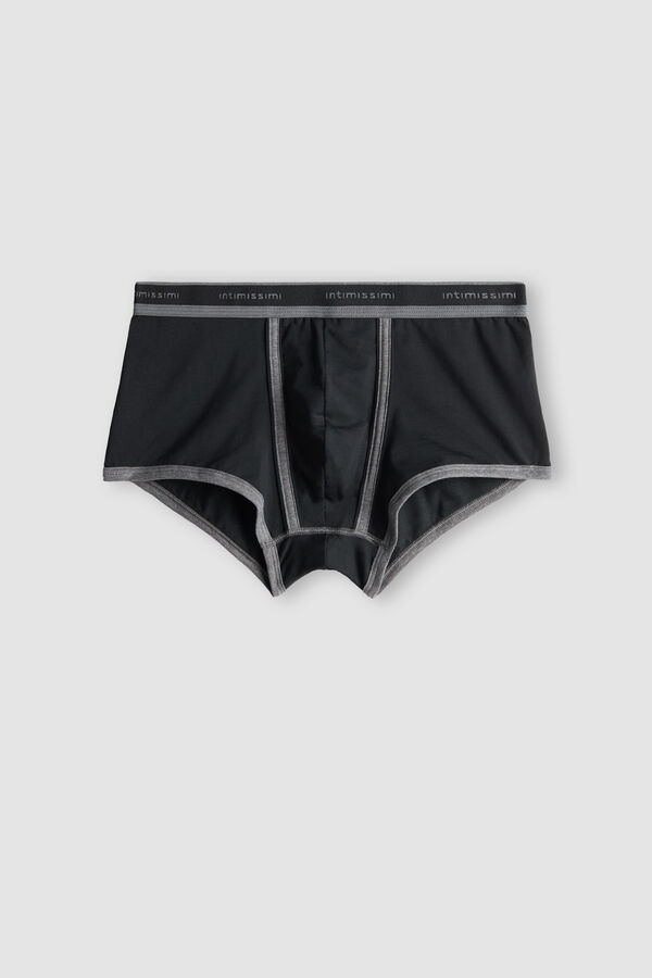 Intimssimi Stretch Supima® Cotton Boxer Shorts with Logo Detail Black | AUSDF49025