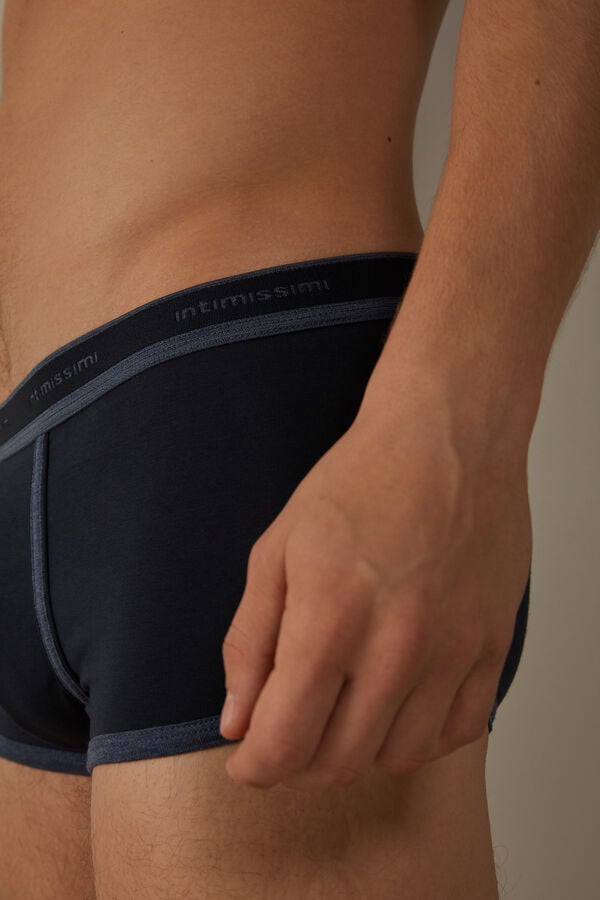 Intimssimi Stretch Supima® Cotton Boxer Shorts with Logo Detail Blue | PUSER46469