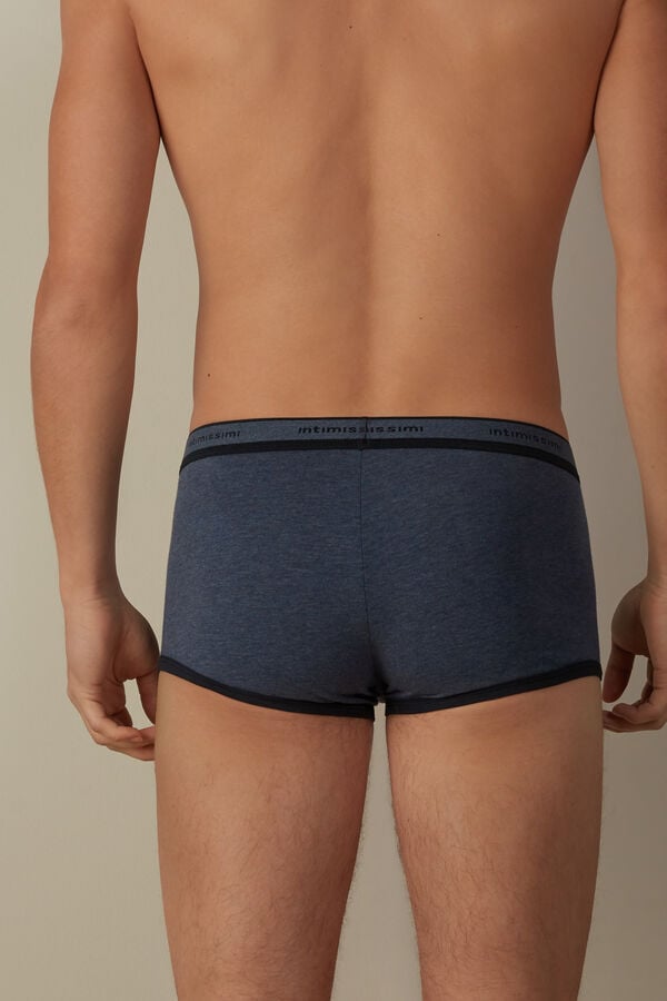 Intimssimi Stretch Supima® Cotton Boxer Shorts with Logo Detail Blue | QUSUV46085