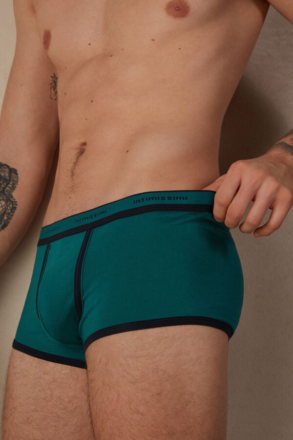 Intimssimi Stretch Supima® Cotton Boxer Shorts with Logo Detail Green | TUSWZ96963