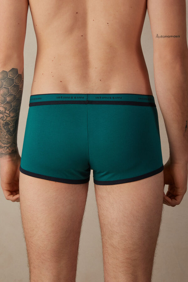 Intimssimi Stretch Supima® Cotton Boxer Shorts with Logo Detail Green | TUSWZ96963