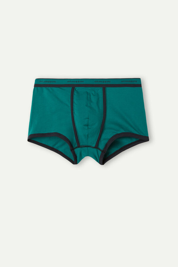 Intimssimi Stretch Supima® Cotton Boxer Shorts with Logo Detail Green | TUSWZ96963