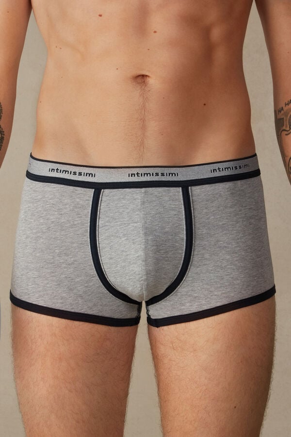 Intimssimi Stretch Supima® Cotton Boxer Shorts with Logo Detail Blue | USEAH38629