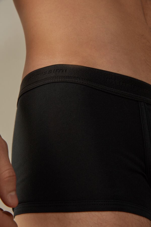 Intimssimi Stretch Supima® Cotton Boxer Shorts with Logo Detail Black | USJKU74650