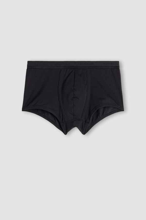 Intimssimi Stretch Supima® Cotton Boxer Shorts with Logo Detail Black | USQCS18886