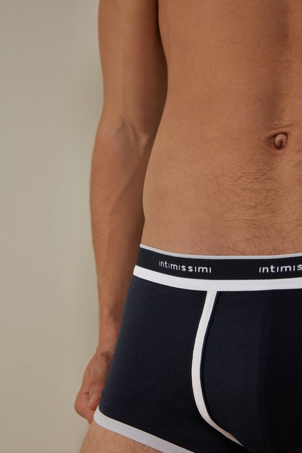 Intimssimi Stretch Supima® Cotton Boxer Shorts with Logo Detail Blue | USXBR69590